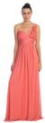 One Shoulder Ruched Bust Long Formal Bridesmaid Dress in Coral